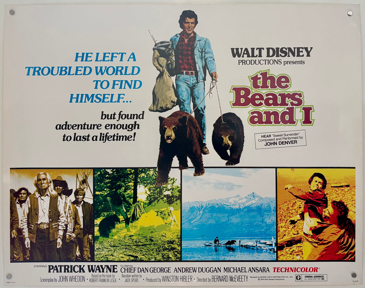 The Bears and I (1974) Original US Half Sheet Movie Poster - Disney