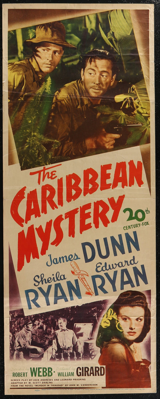 The Caribbean Mystery (1945) Original US Insert Movie Poster 14 x 36 in