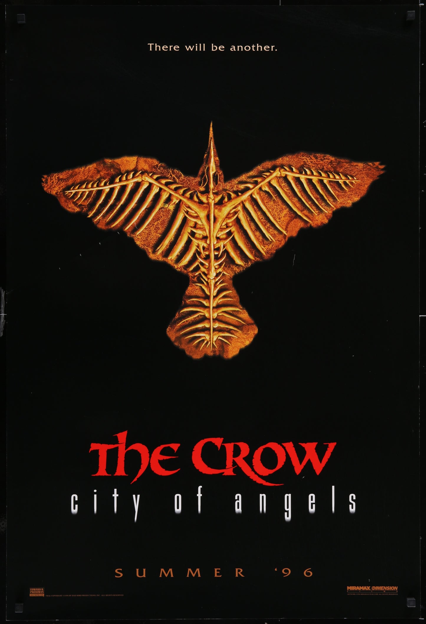 The Crow: City of Angels (1996) Original US One Sheet Movie Poster 27 x 40
