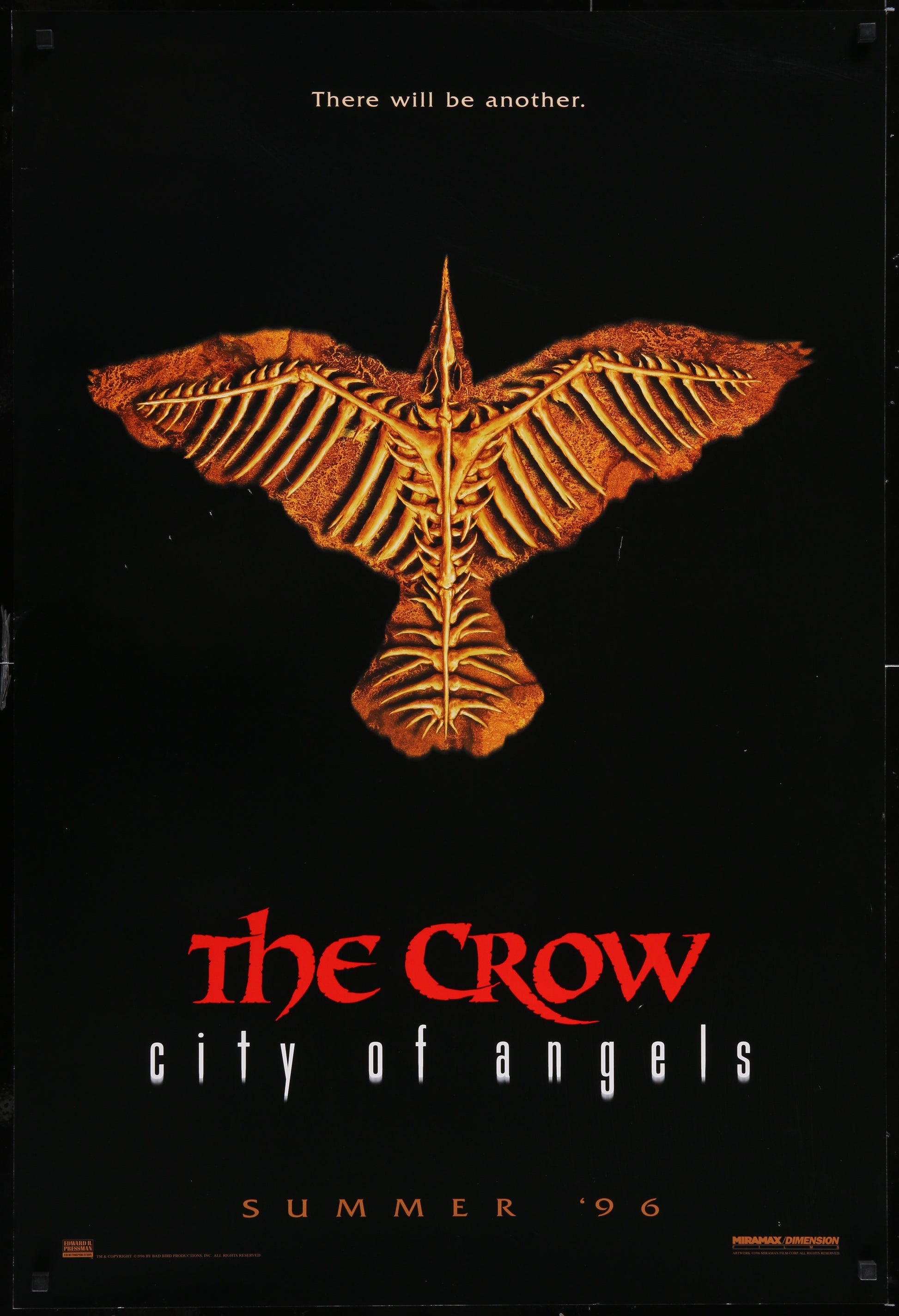 The Crow: City of Angels (1996) Original US One Sheet Movie Poster 27 x 40