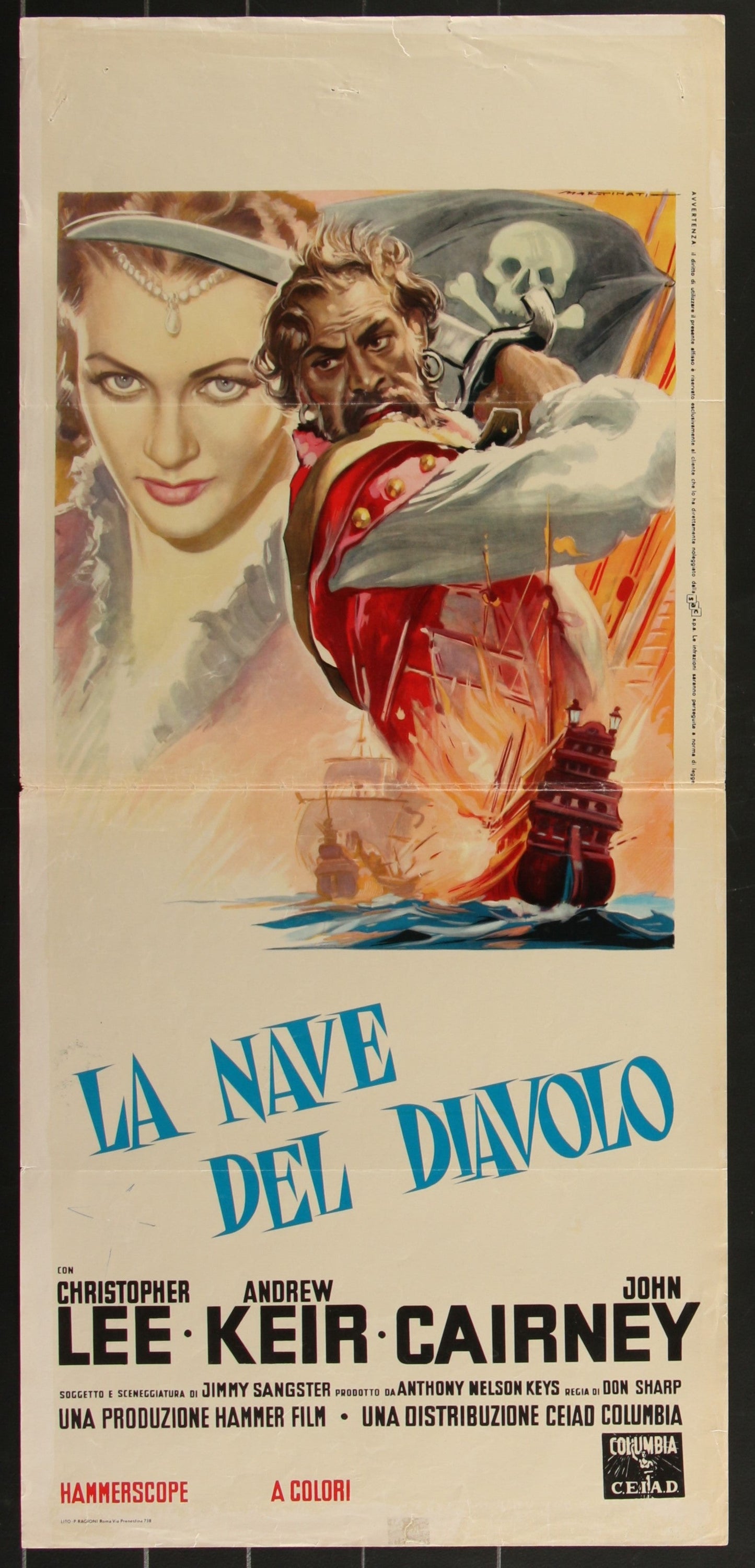 The Devil Ship Pirates (1964) Original Italian Locandina Movie Poster