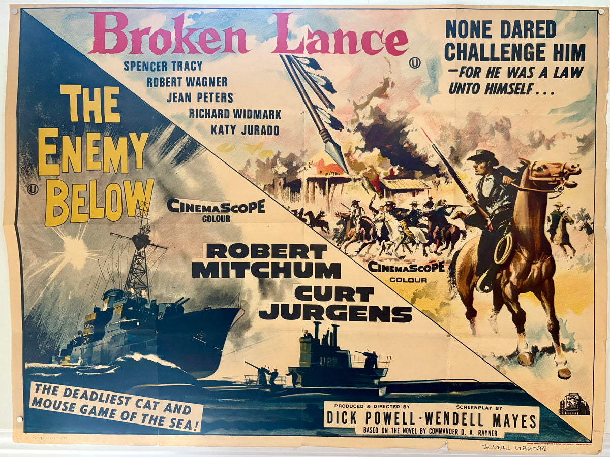 The Enemy Below / Broken Lance (1967 RR) Original UK Quad Poster