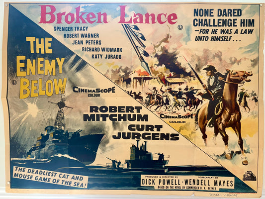 The Enemy Below / Broken Lance (1967 RR) Original UK Quad Poster