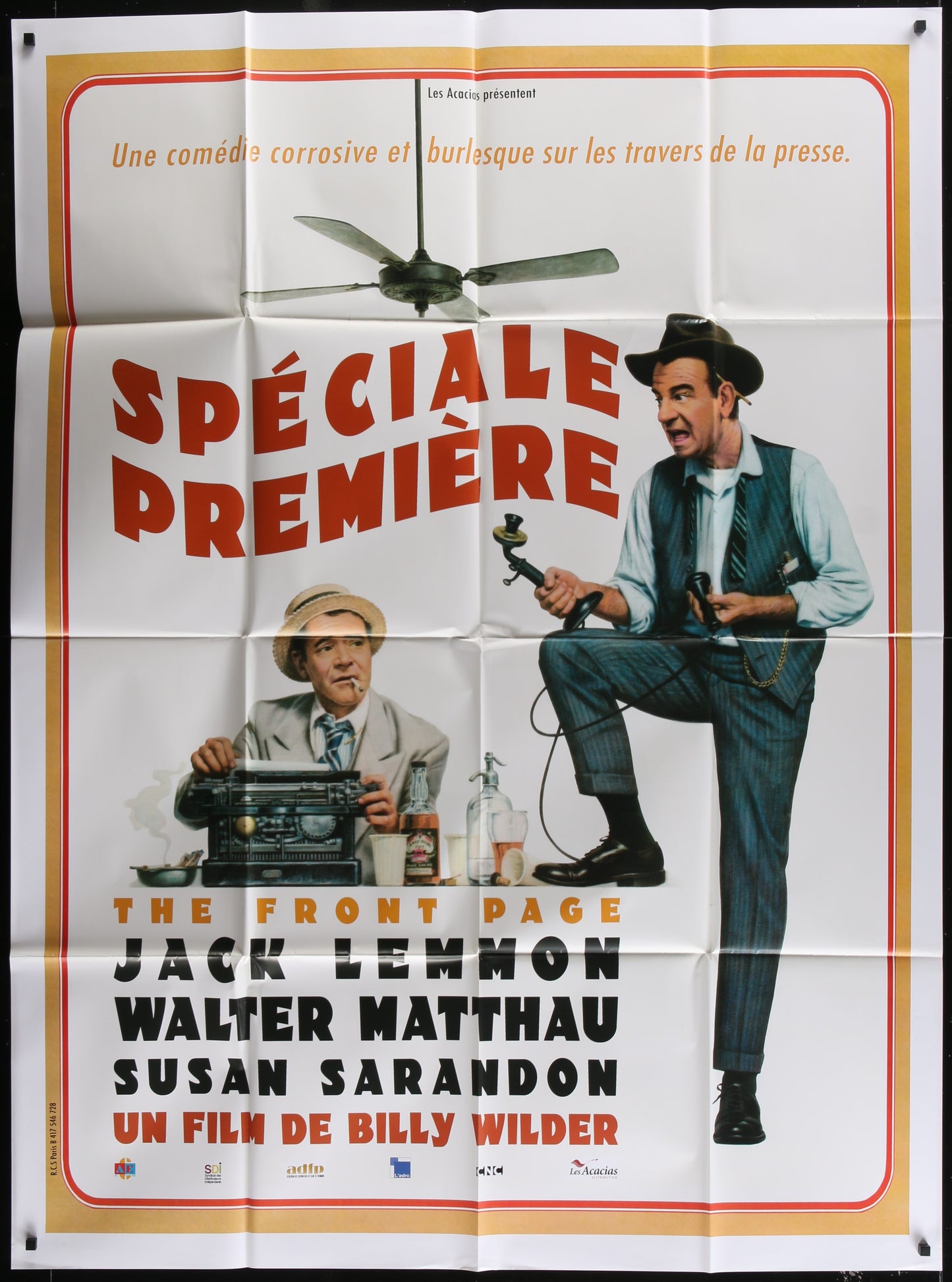The Front Page (1990s RR) Original French Grande Movie Poster 117 x 158 cm