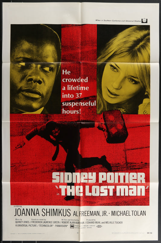 Original US one sheet movie poster for 'The Lost Man' featuring images of Sidney Poitier and a woman, with the movie title and details in text.