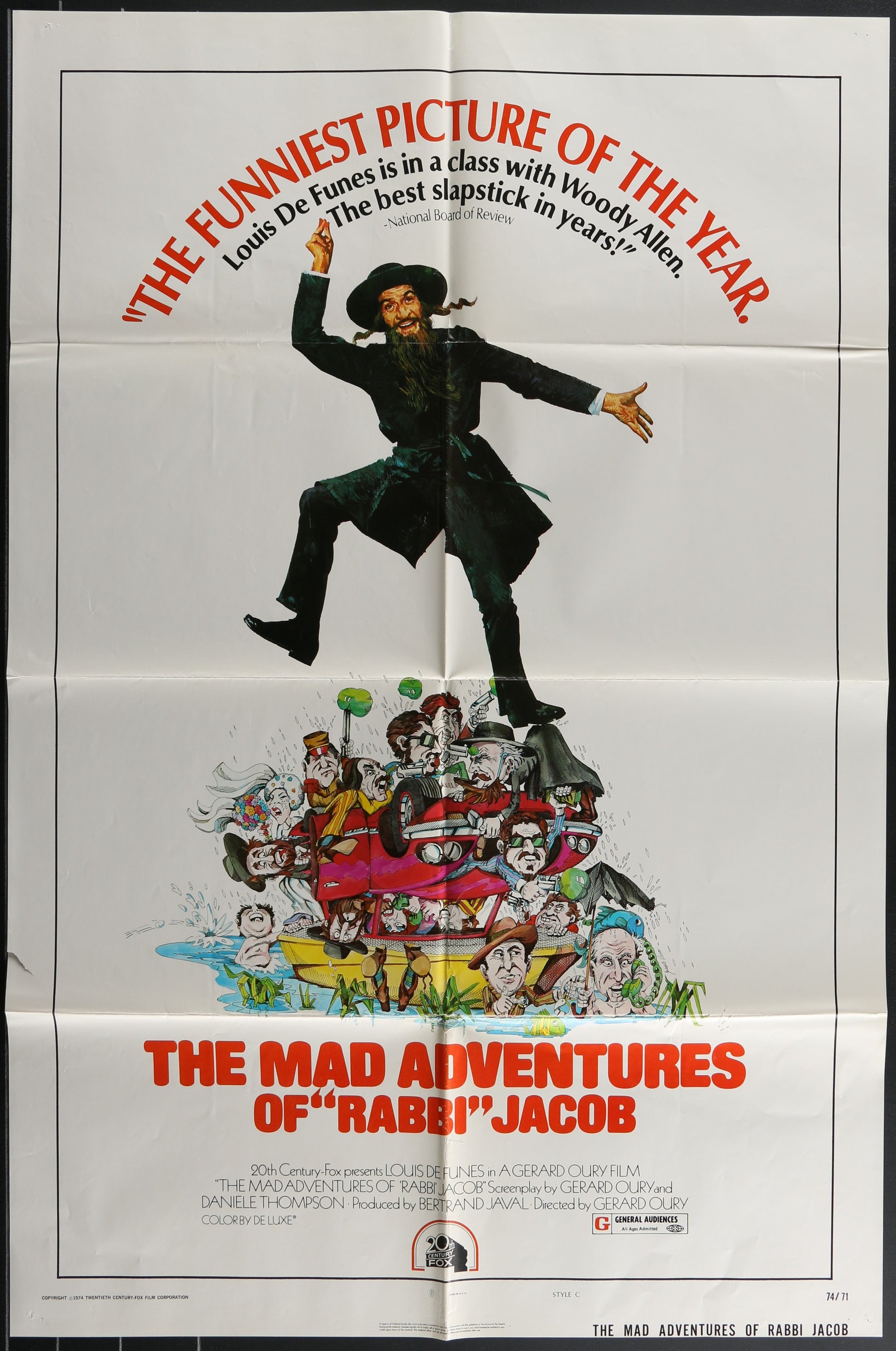 The Mad Adventures Of Rabbi Jacob (1974) Original US One Sheet Movie Poster