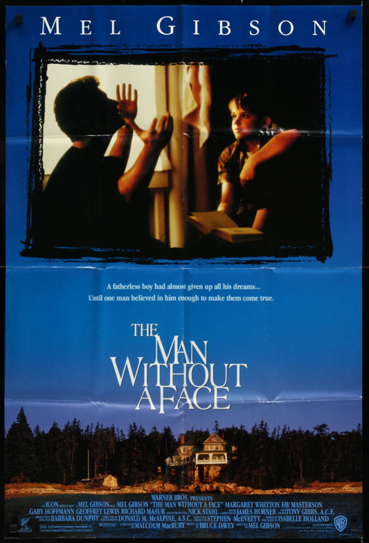Original US one-sheet movie poster for 'The Man Without A Face' featuring images of the main characters in a dramatic pose against a dark background.