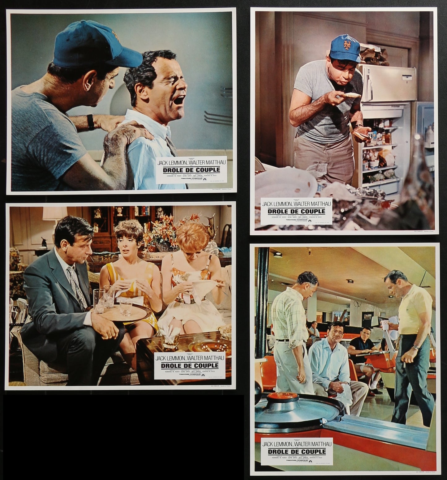 The Odd Couple (1968) Original French Lobby Card Set (8 Cards) 9.5 x 11.5