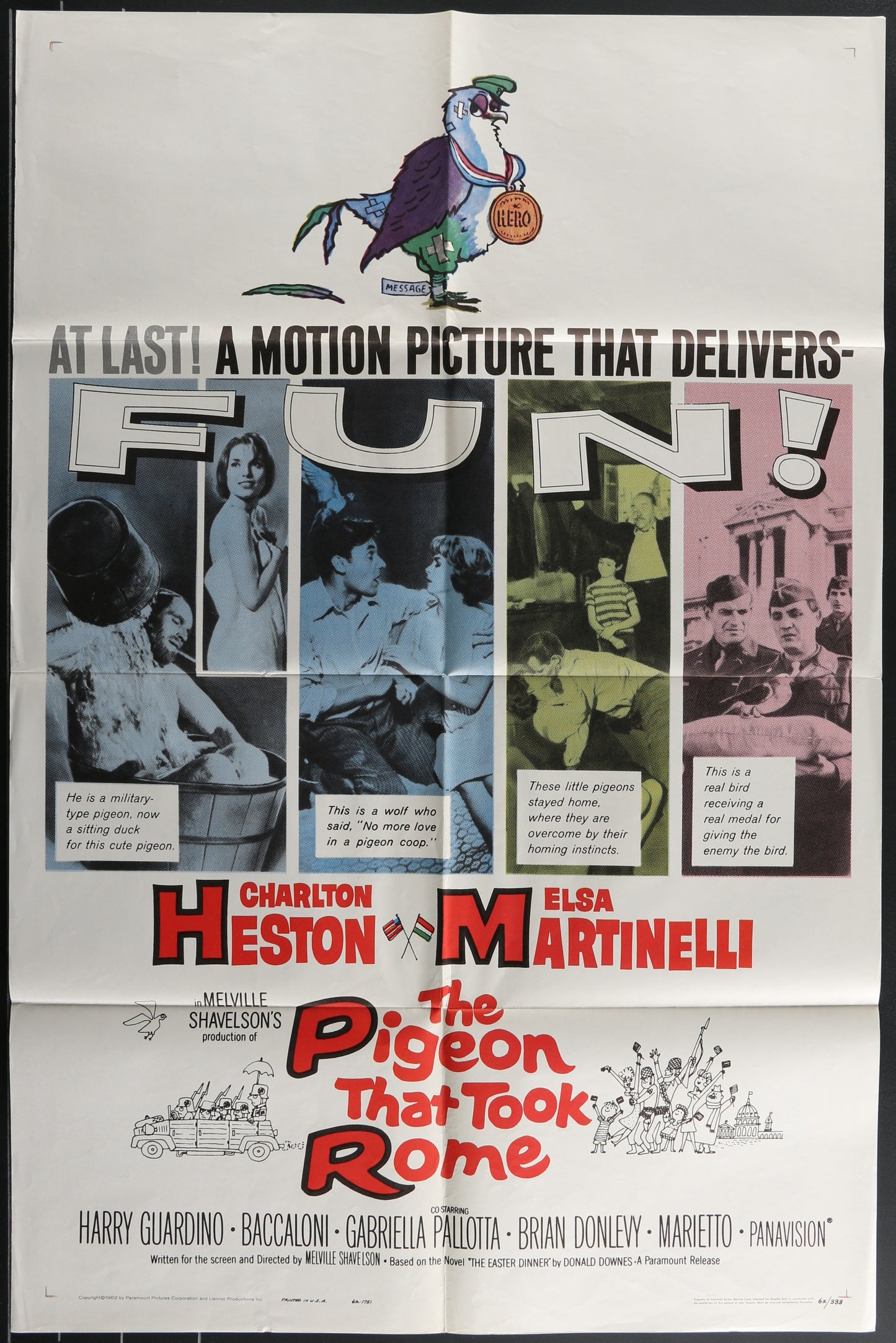 The Pigeon That Took Rome (1962) Original US One Sheet Movie Poster