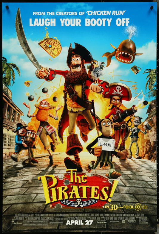 Movie poster for 'The Pirates! In An Adventure with Scientists!' featuring animated characters on a tropical island.