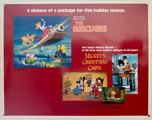 The Rescuers / Mickey's Christmas Carol (1983) US Half Sheet Poster