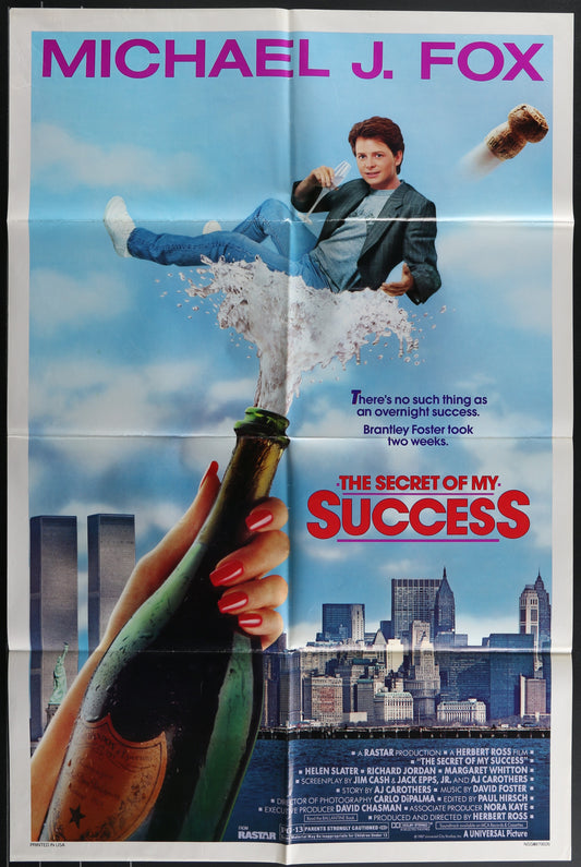 Movie poster for 'The Secret of My Success' featuring Michael J. Fox.