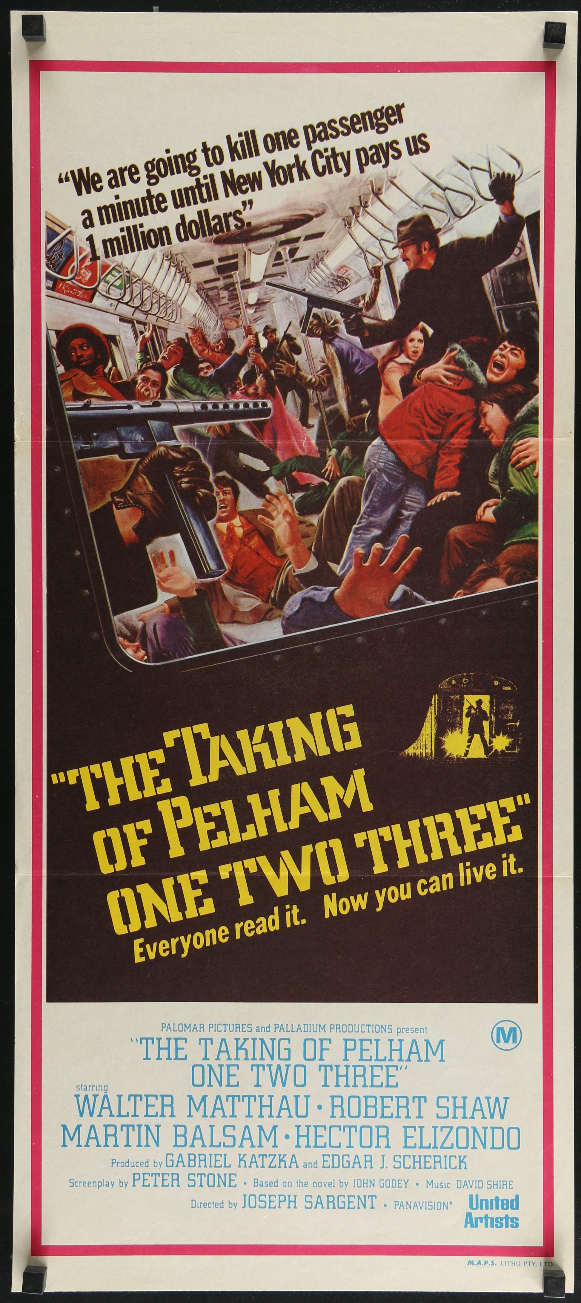 The Taking Of Pelham One Two Three (1974) Original Australian Daybill Movie Poster 13.5 x 29.75