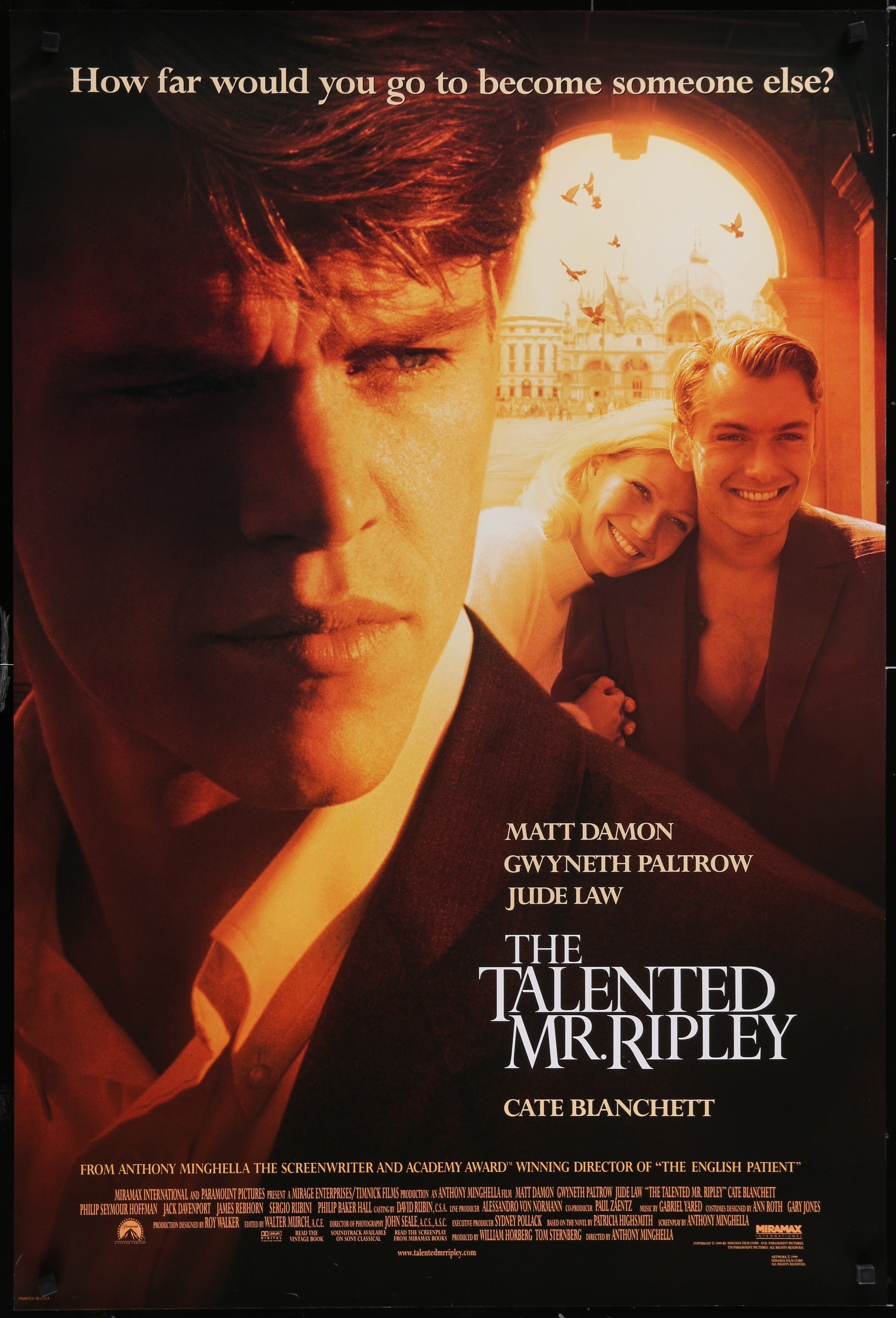 The Talented Mr Ripley (1999) Original US One Sheet Movie Poster