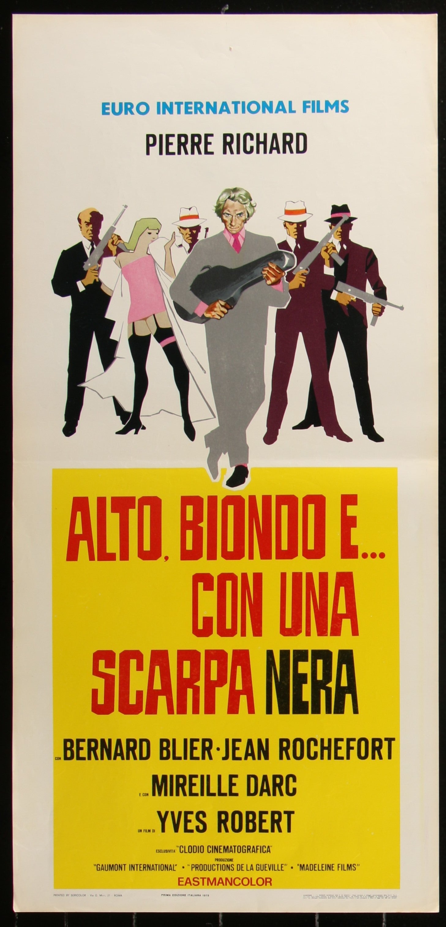 The Tall Blond Man with One Black Shoe (1973) Original Italian Locandina Movie Poster 34 x 70 cm