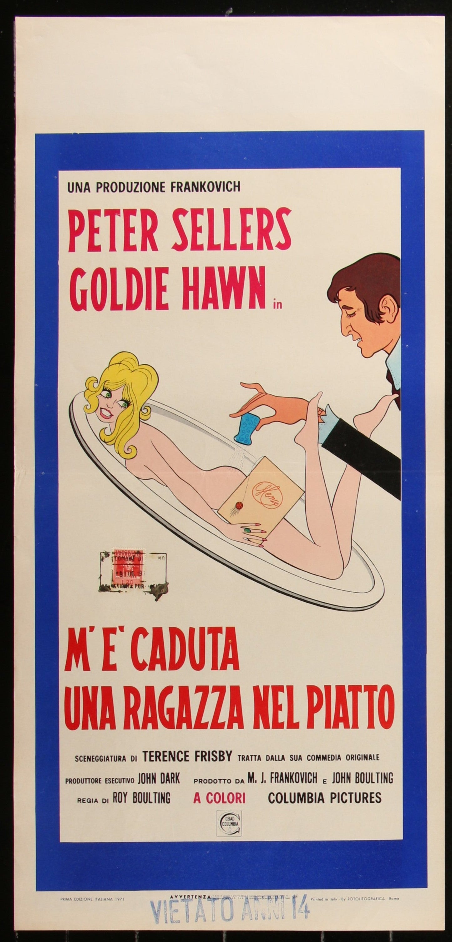 There's a Girl in My Soup (1971) Original Italian Locandina Movie Poster 34 x 70 cm