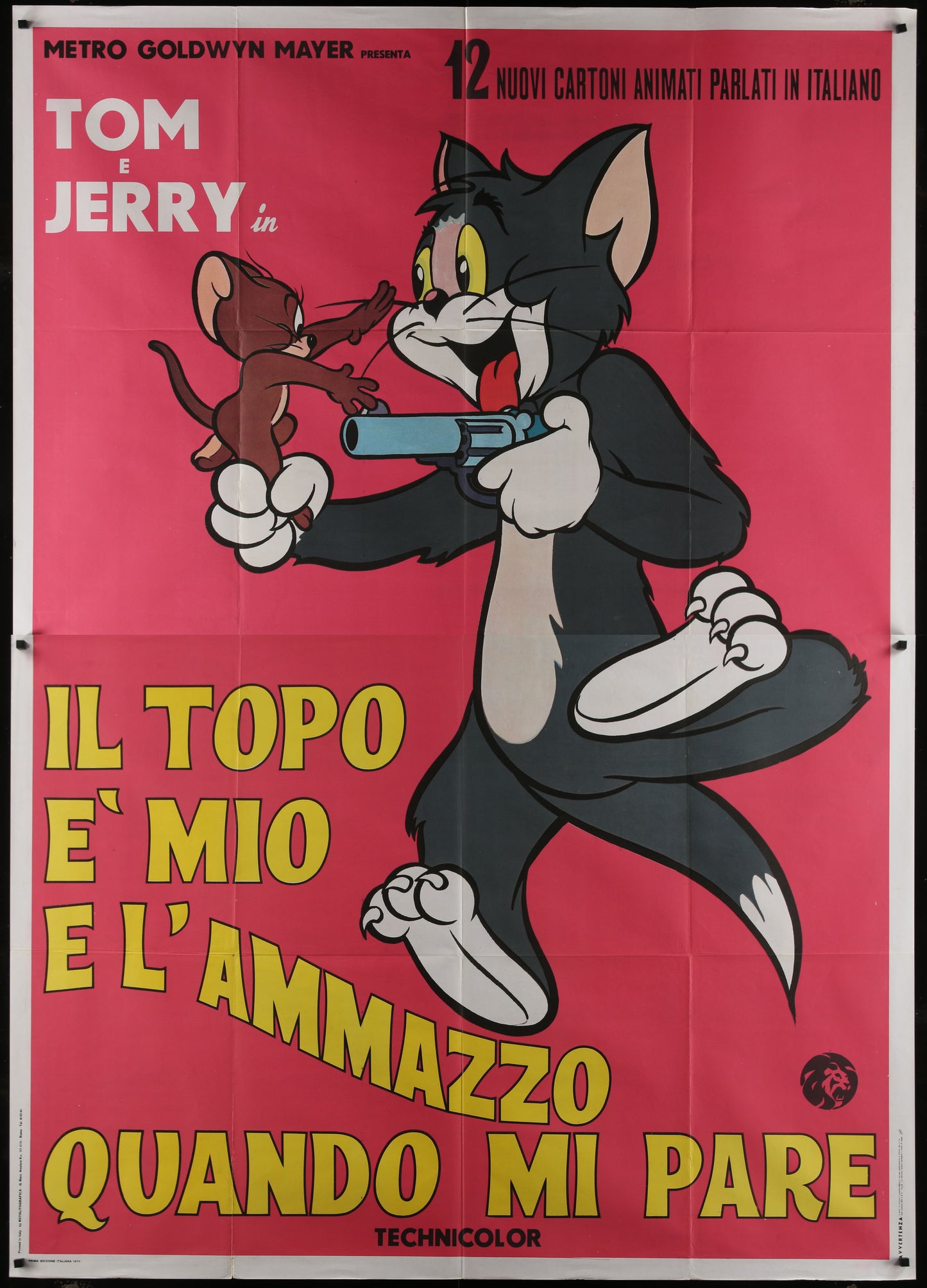 Tom & Jerry (1971) Original Italian Two-Panel Movie Poster 55 x 78