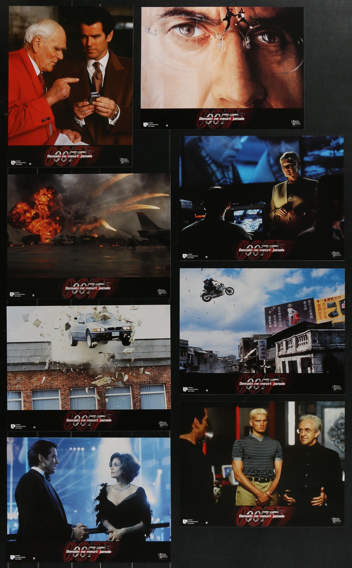 Tomorrow Never Dies (1997) Original French Lobby Card Set (12 Cards) 8.25 x 10.75