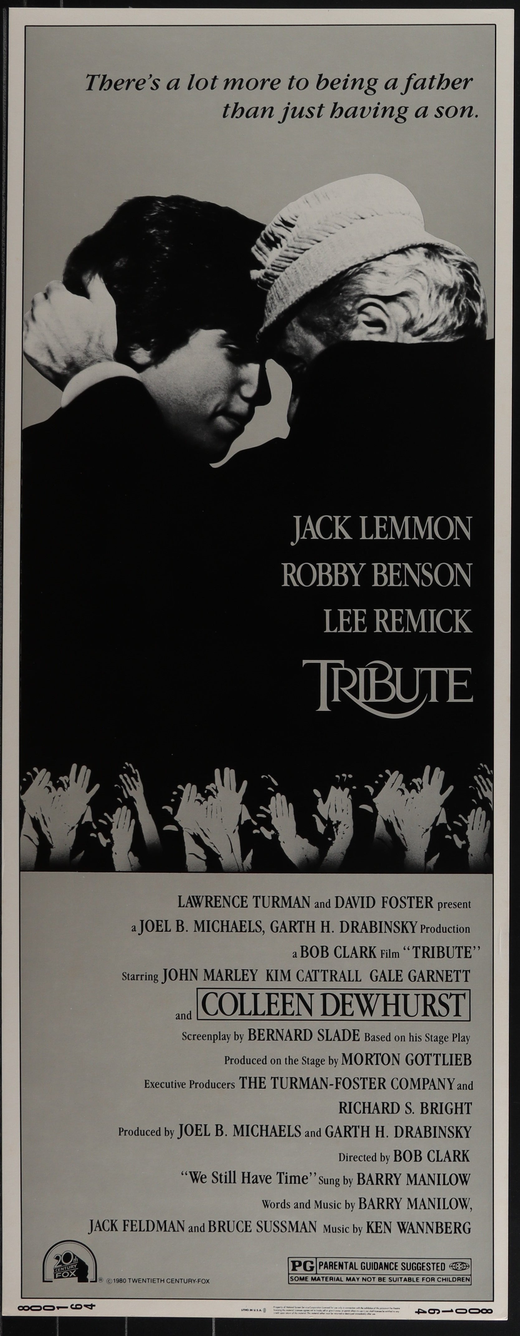 Original US insert movie poster for the film 'Tribute' featuring images of the cast and title text.