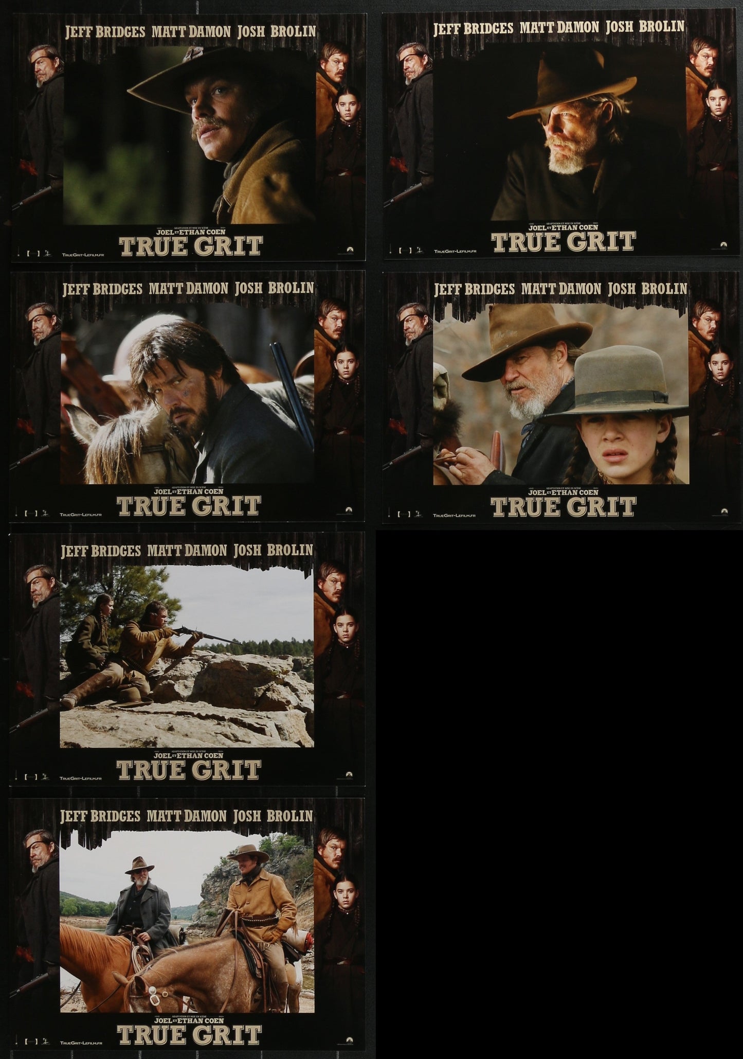 True Grit (2010) Original French Lobby Card Set (6 Cards) 8.25 x 11.75