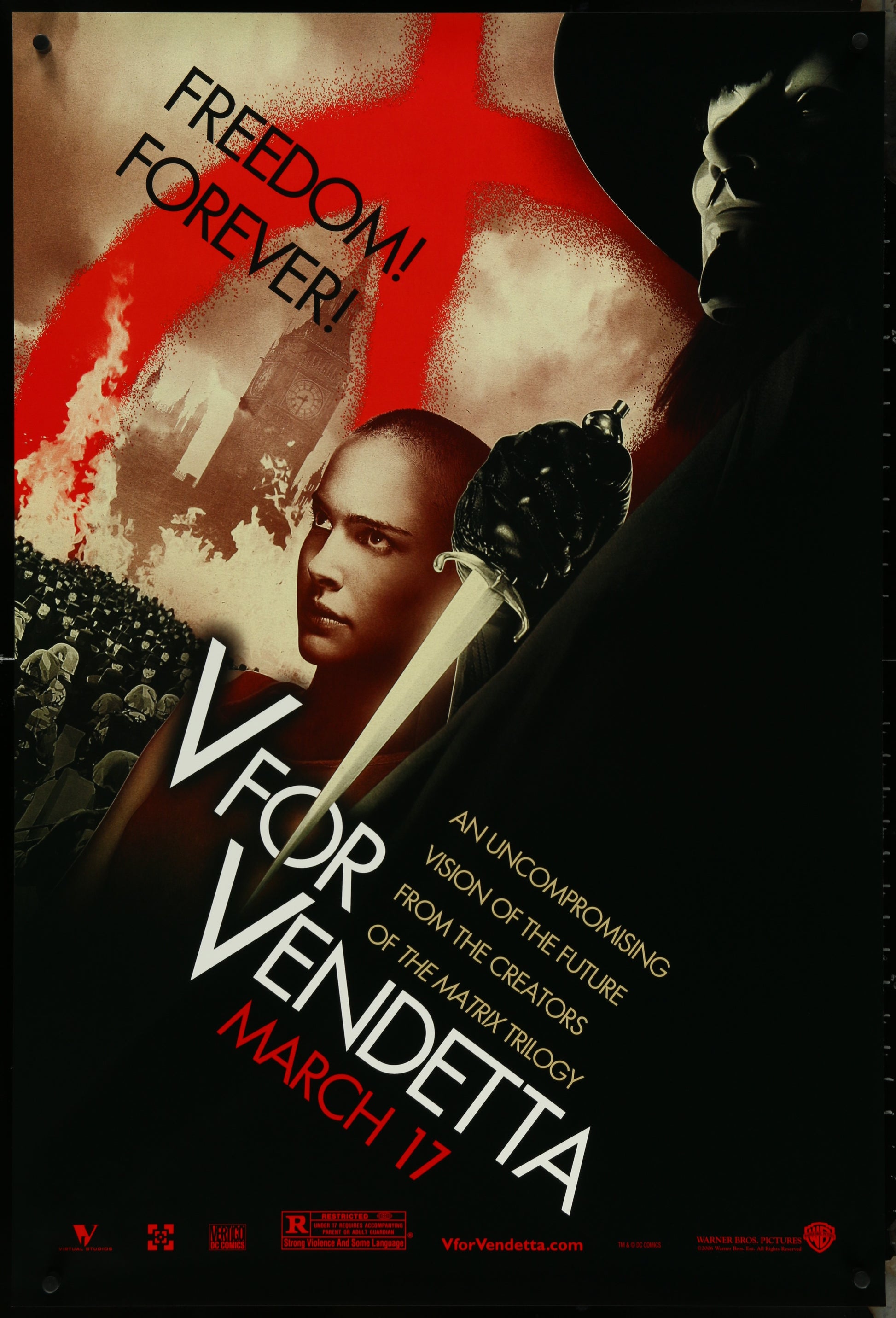 V For Vendetta (2006) Original US One Sheet Movie Poster