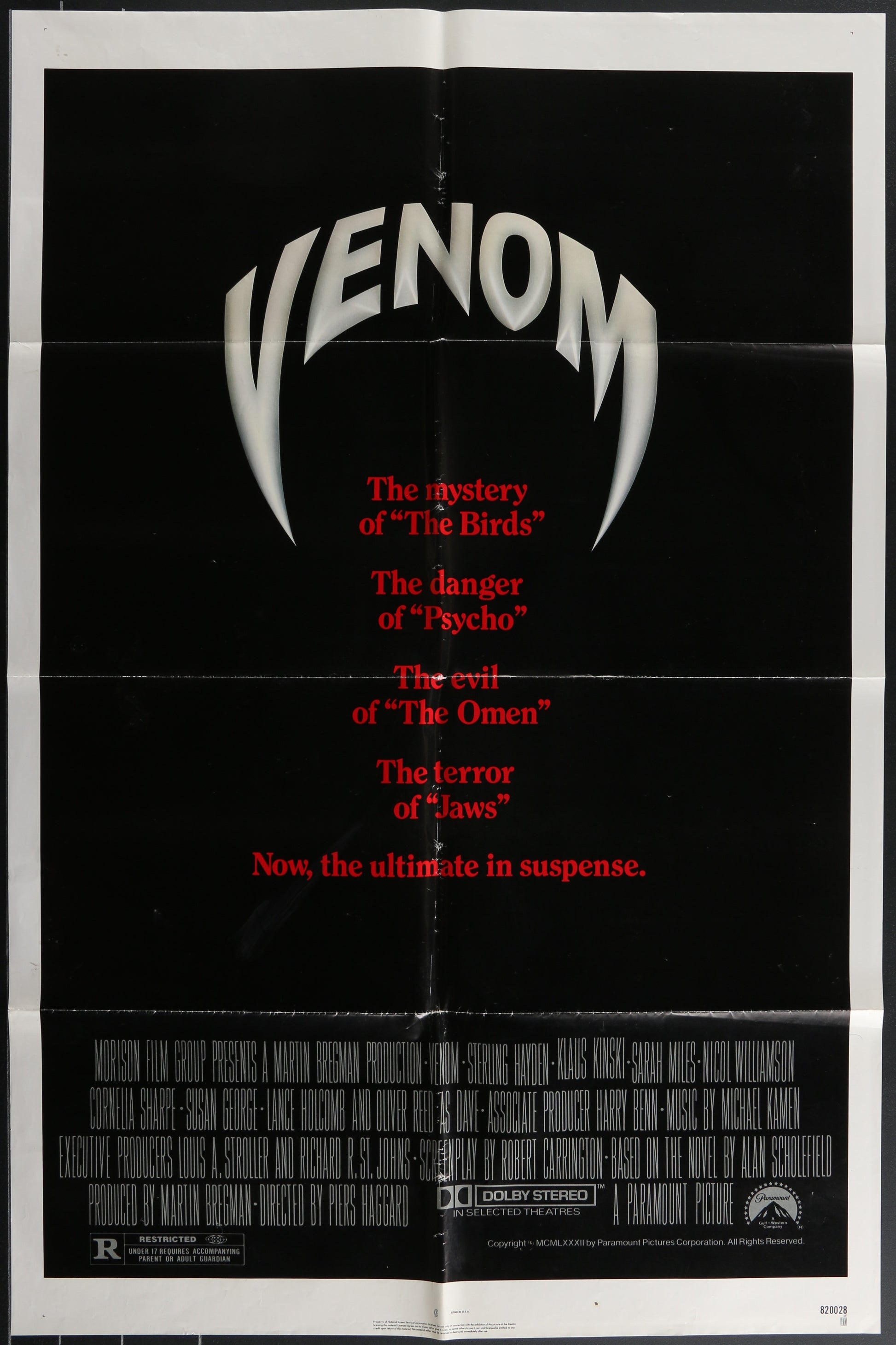 Venom (1982) Original US One Sheet Movie Poster