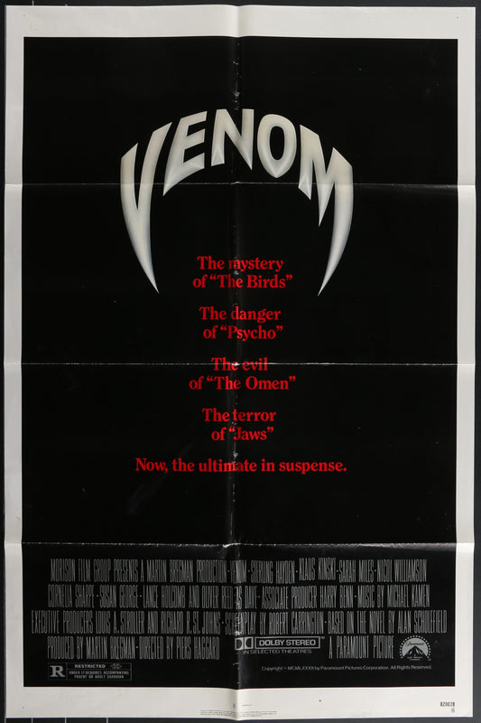 Venom (1982) Original US One Sheet Movie Poster