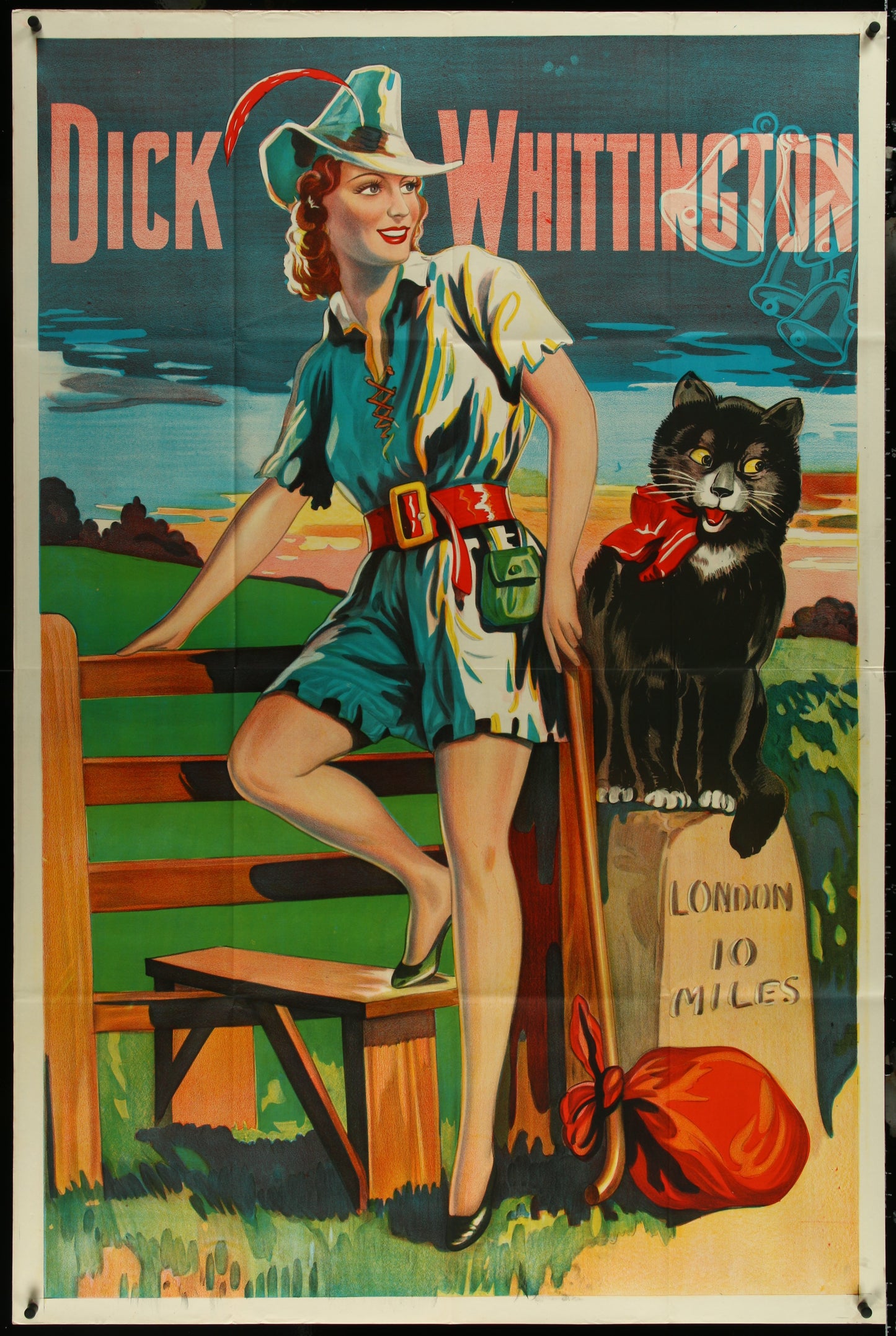 Dick Whittington (1930s) Original UK Pantomime Theatre Poster