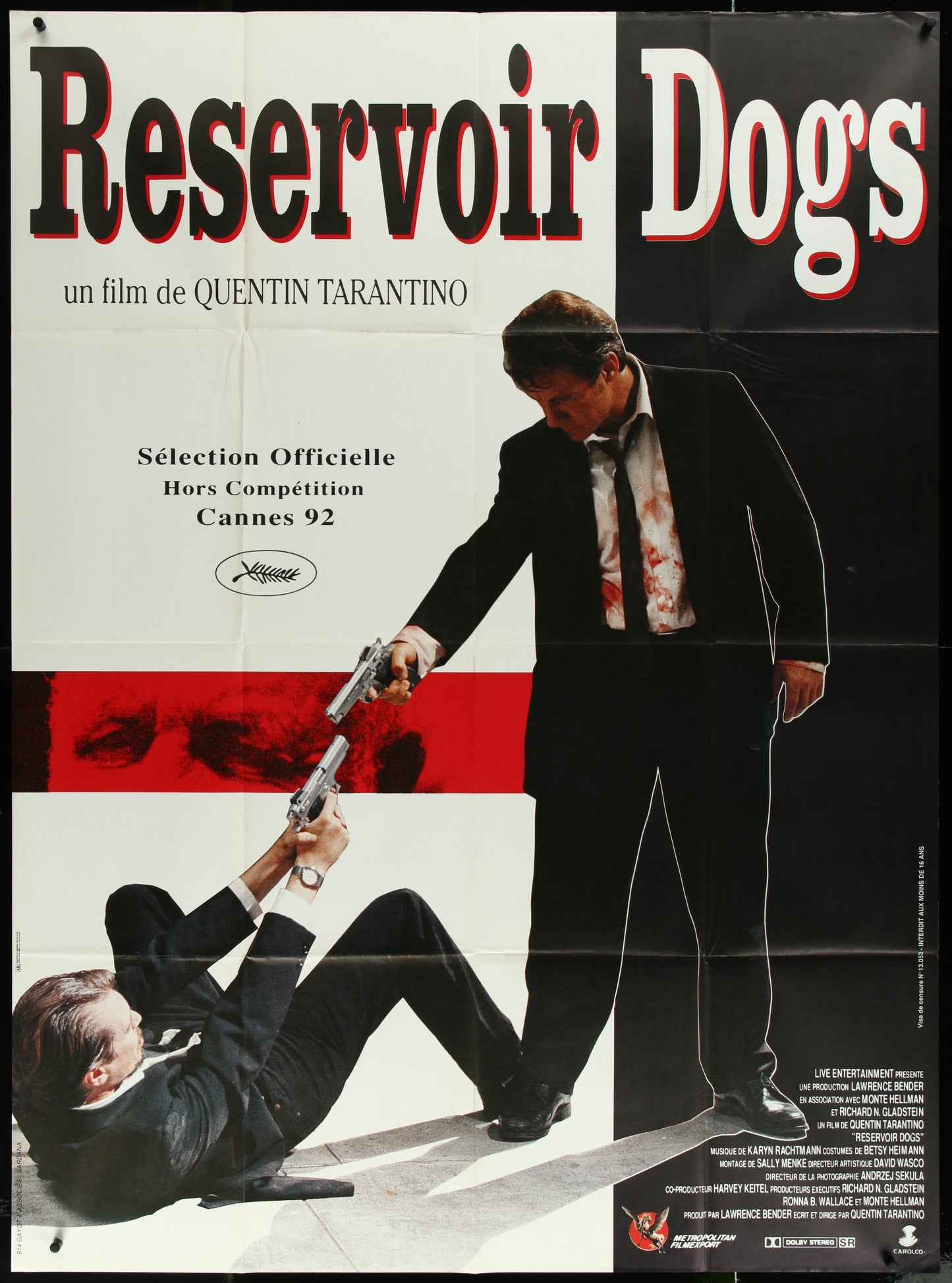 Reservoir Dogs (1992) Original French "Grande" One Panel Movie Poster