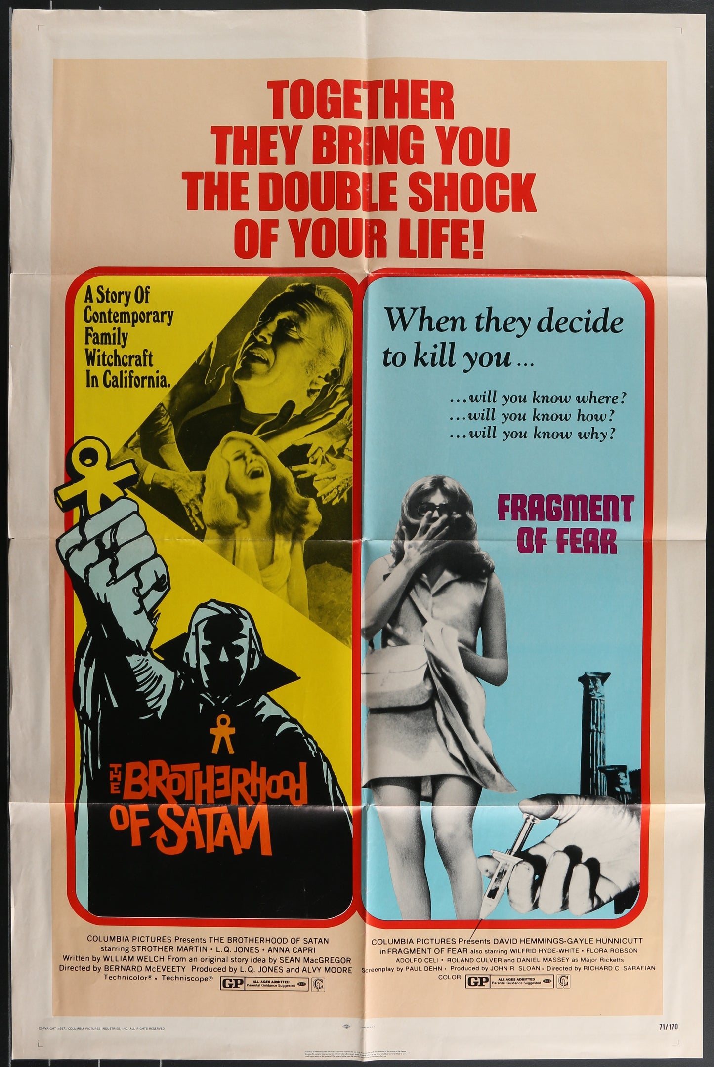 Brotherhood Of Satan & Fragment Of Fear (1971) Original US One Sheet Movie Poster