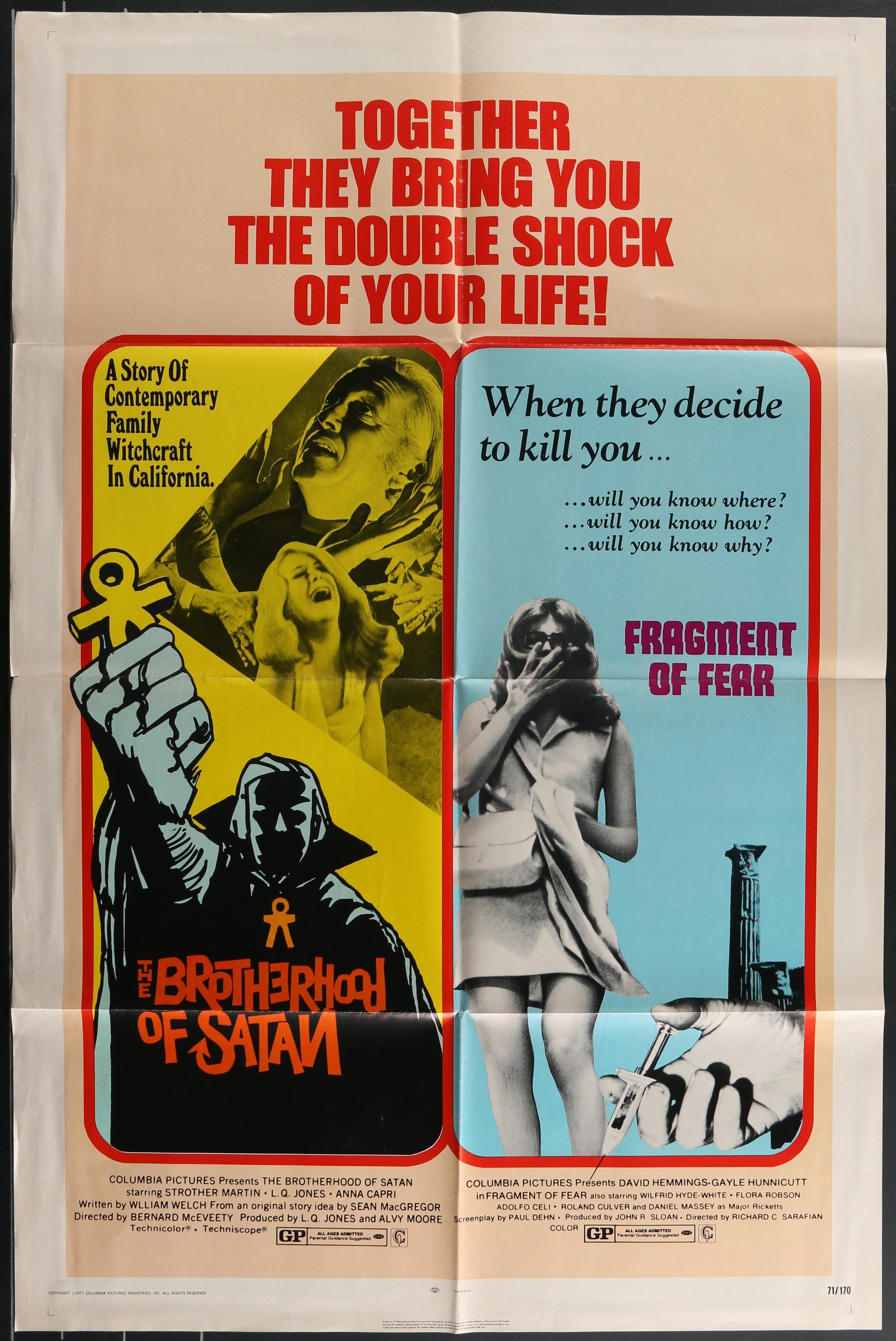 Brotherhood Of Satan & Fragment Of Fear (1971) Original US One Sheet Movie Poster