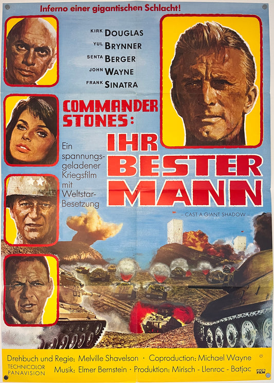 Cast A Giant Shadow - The Bester Mann (1960s Re-Release) Original German A1 Movie Poster