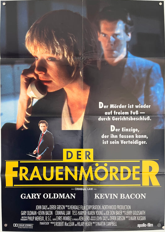 Criminal Law - Der Frauenmorder (1988) Original German A1 Movie Poster