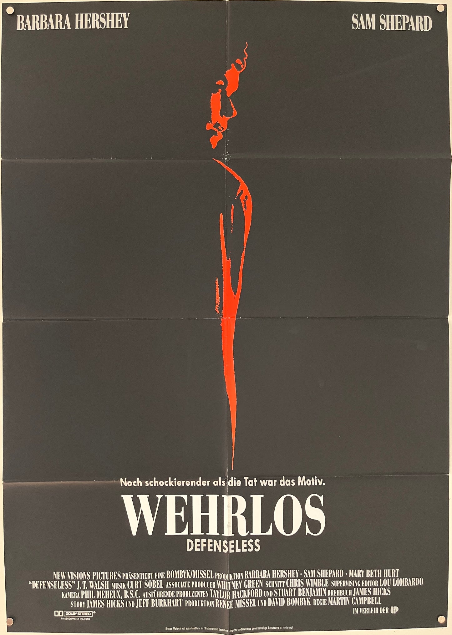 Defenseless - Wehrlos (1991) Original German A1 Movie Poster