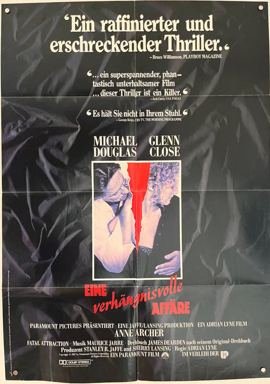 Fatal Attraction - Eine Verhängnisvolle Affäre (1987) Original German A1 Cinema Poster