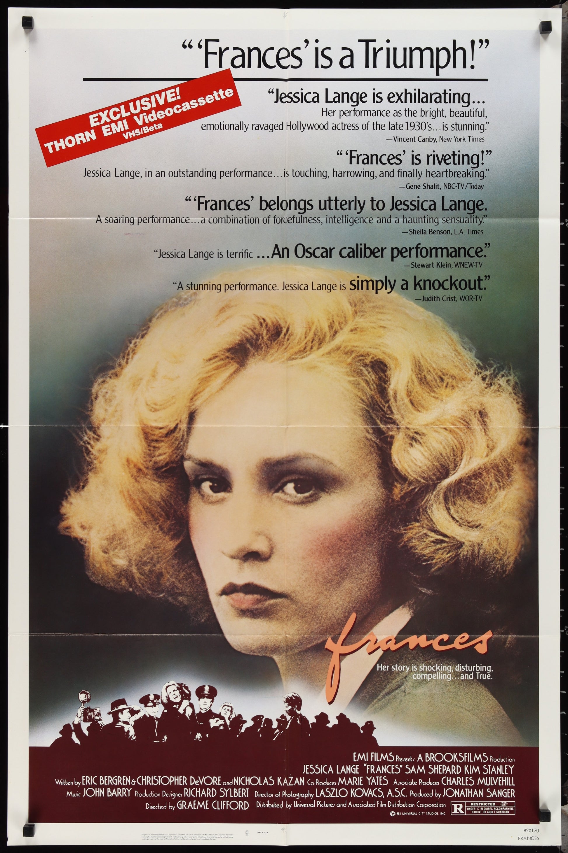 Frances (1982) Original Video Release One Sheet Movie Poster 