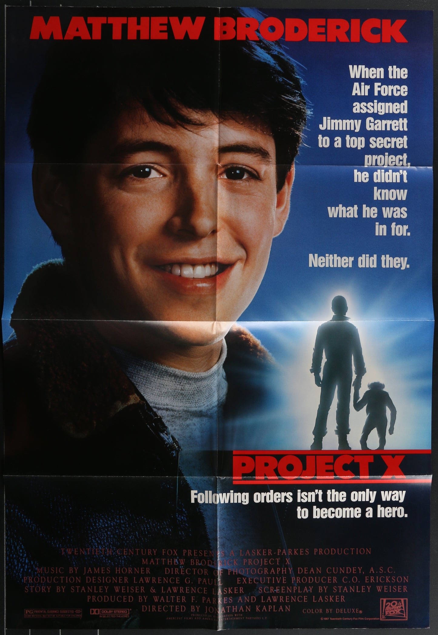 Project X (1987) Original US One Sheet Movie Poster