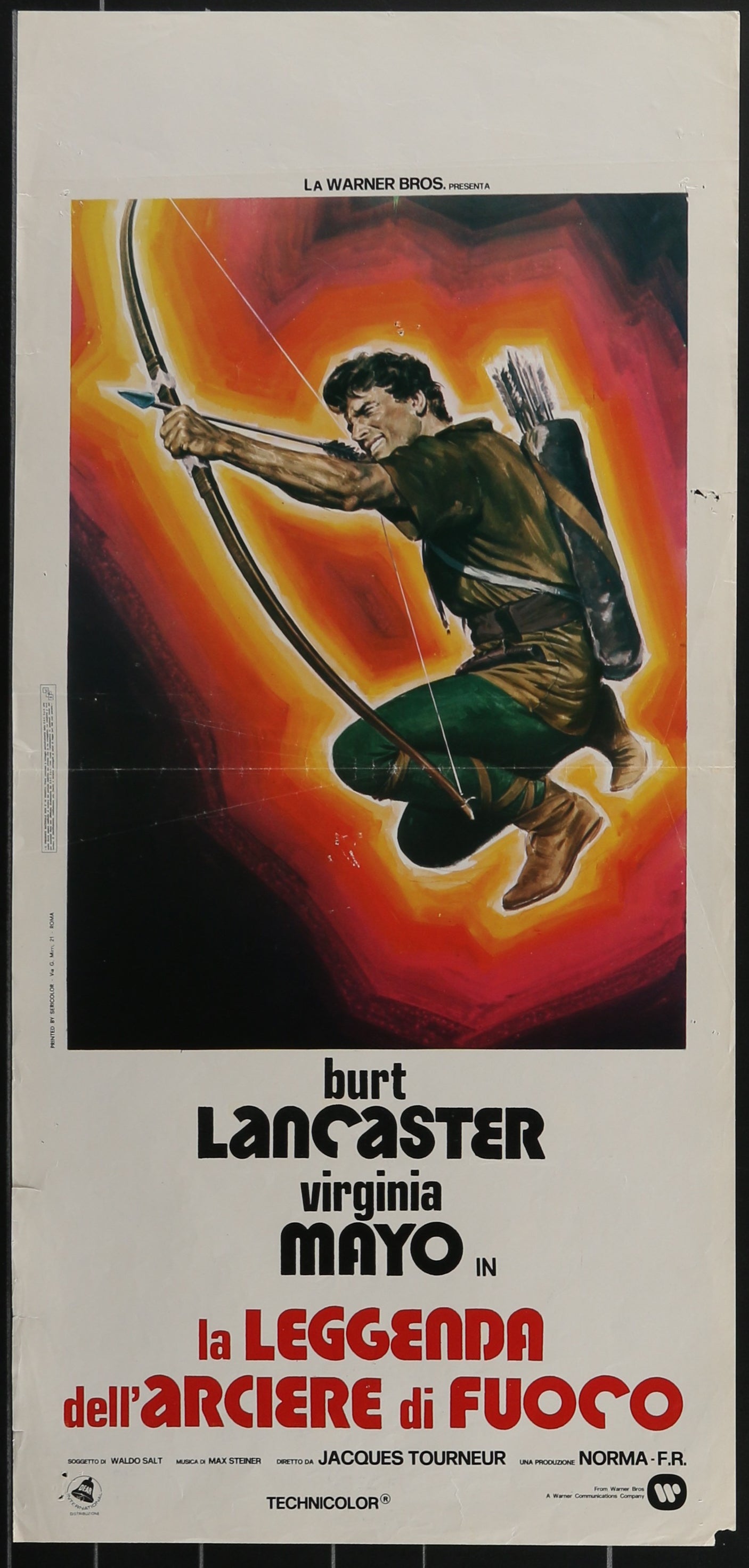La Leggenda Dell'Arciere Di Fuoco - The Flame And The Arrow (1970s?) Original Italian Locandina Movie Poster