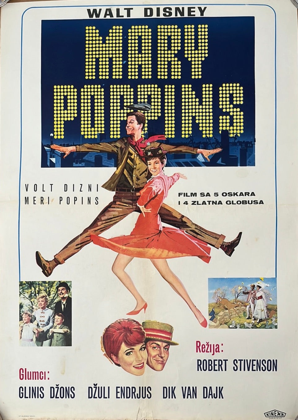 Walt Disney's Mary Poppins Original Yugoslavian Cinema Poster
