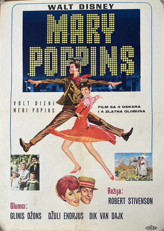 Walt Disney's Mary Poppins Original Yugoslavian Cinema Poster