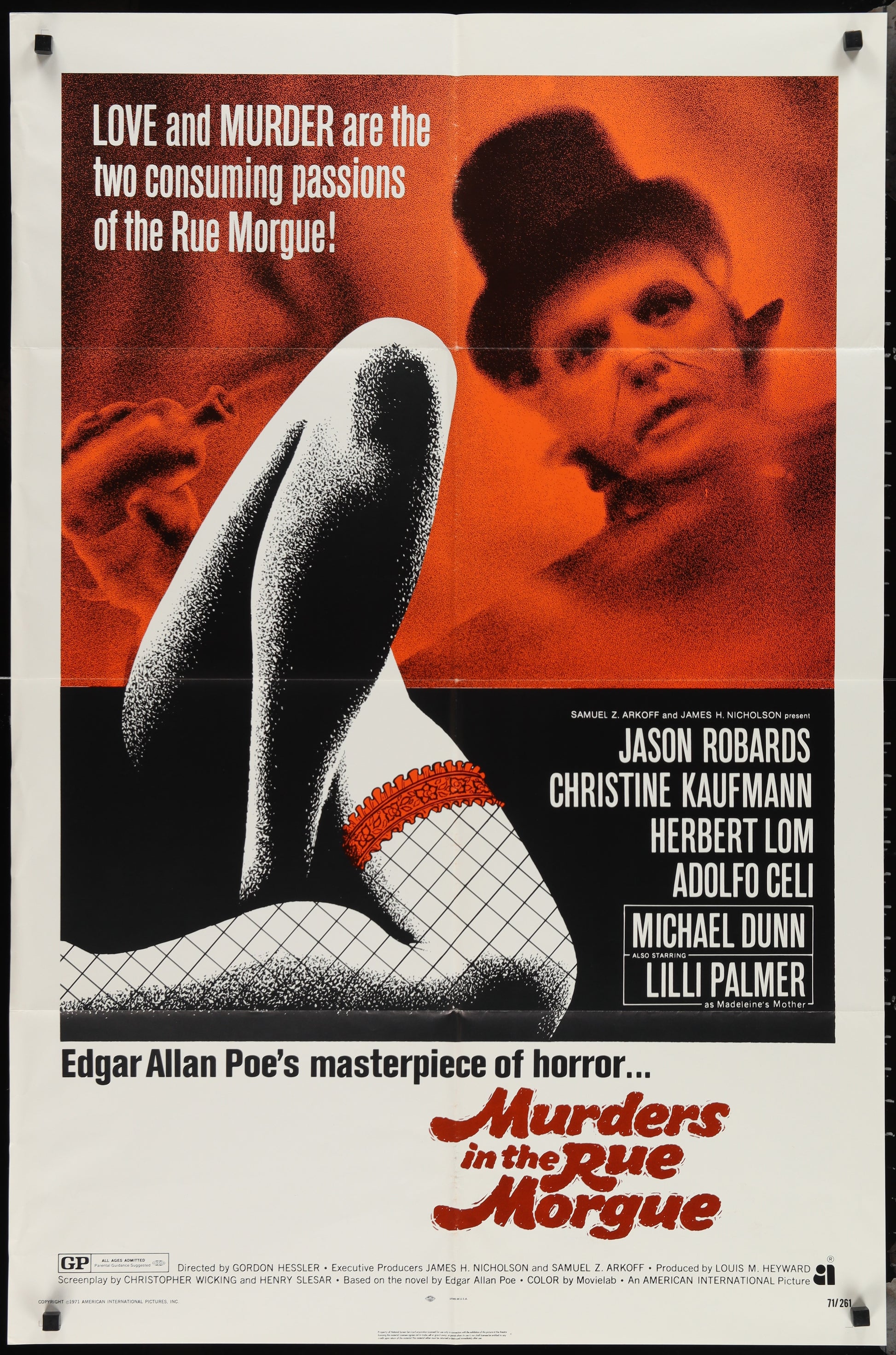 Murders In The Rue Morgue (1971) Original US One Sheet Movie Poster