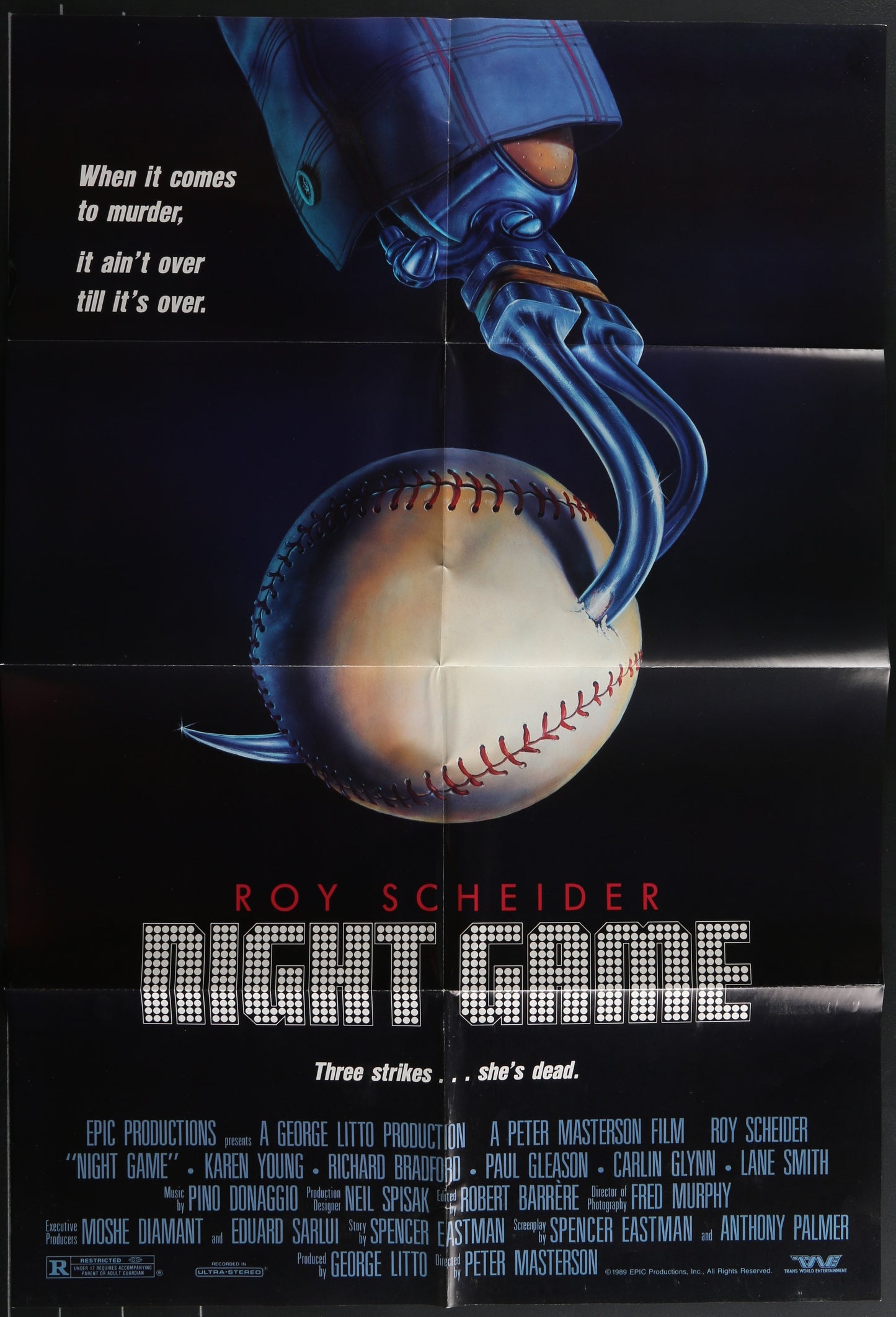 Night Game (1989) Original US One Sheet Movie Poster 27 x 41