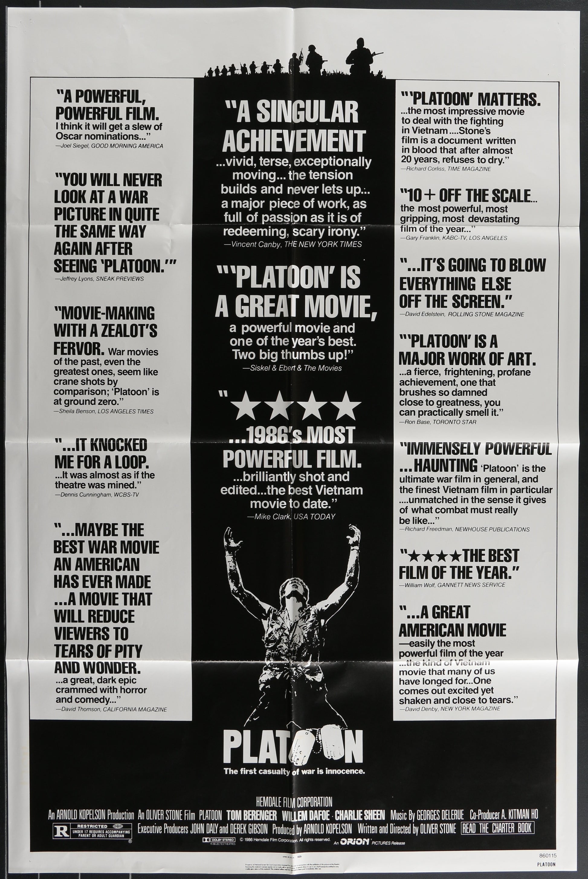 Platoon (1986) Original US One Sheet Movie Poster