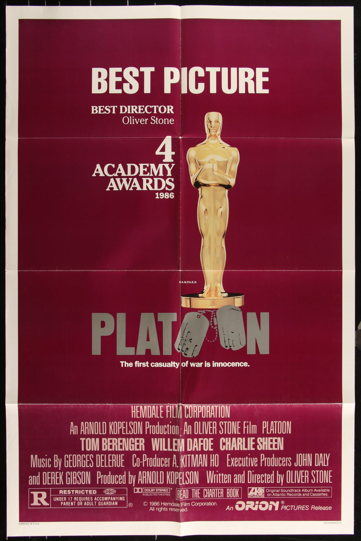 Platoon (1986) Original US One Sheet Movie Poster