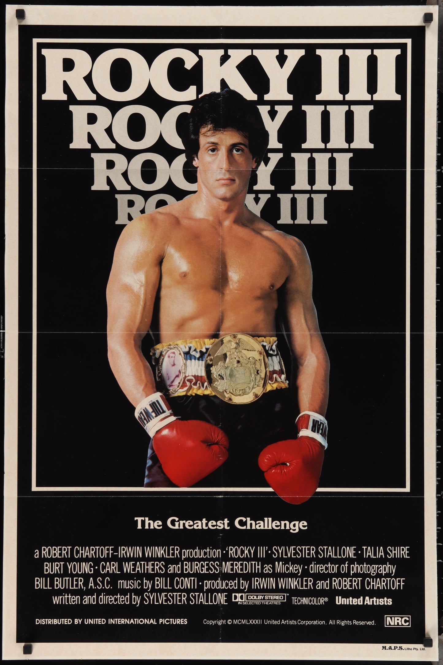 Rocky III (1982) Original Australian One Sheet Movie Poster