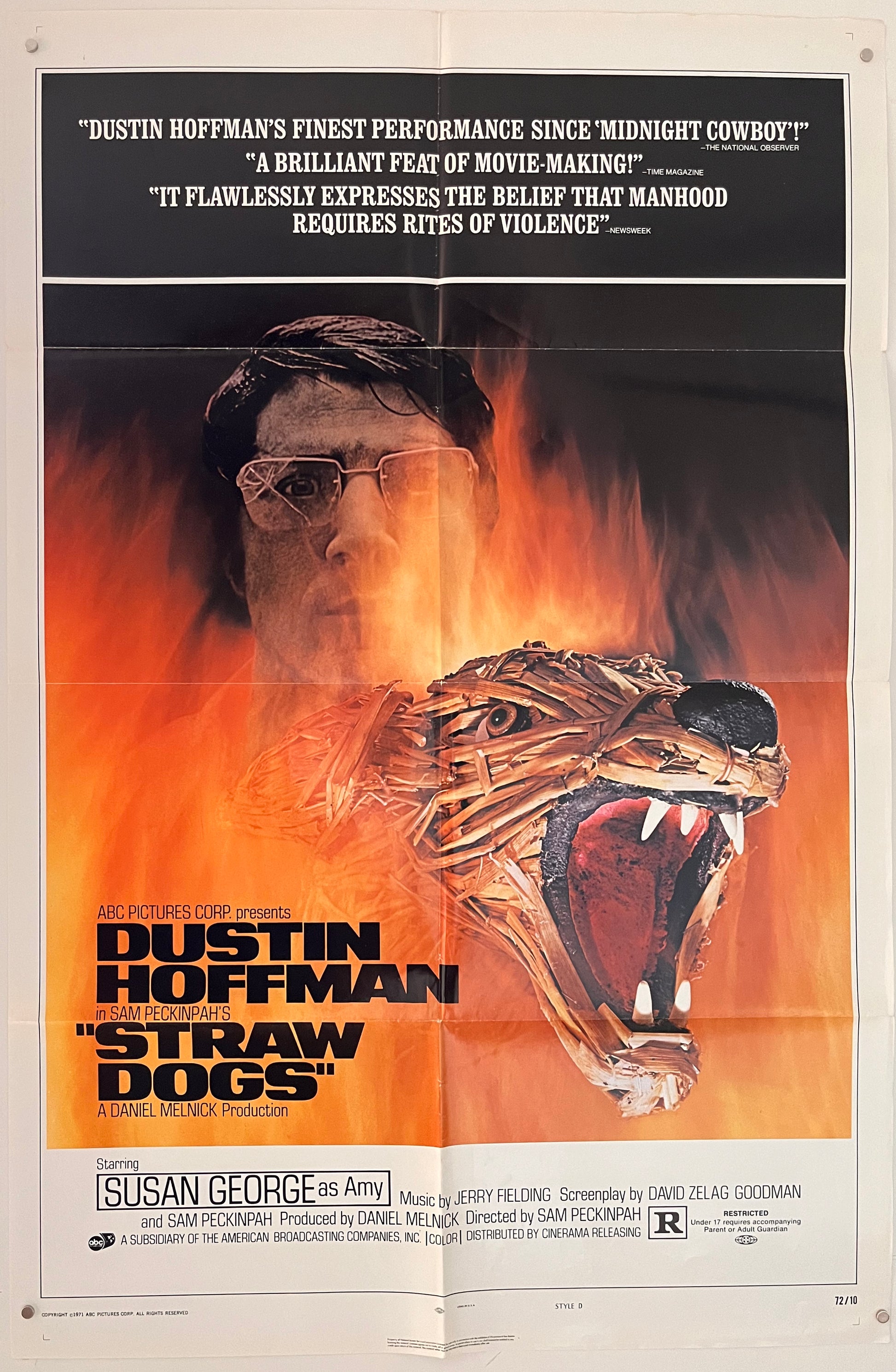 Straw Dogs (1972) Original US One Sheet Movie Poster