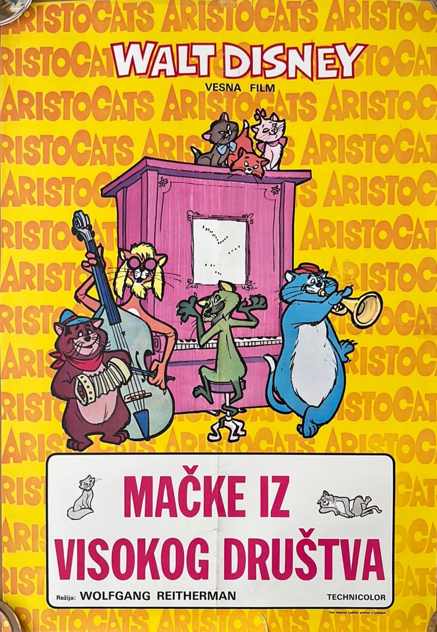Walt Disney's Aristocats Original Yugoslavian Cinema Poster