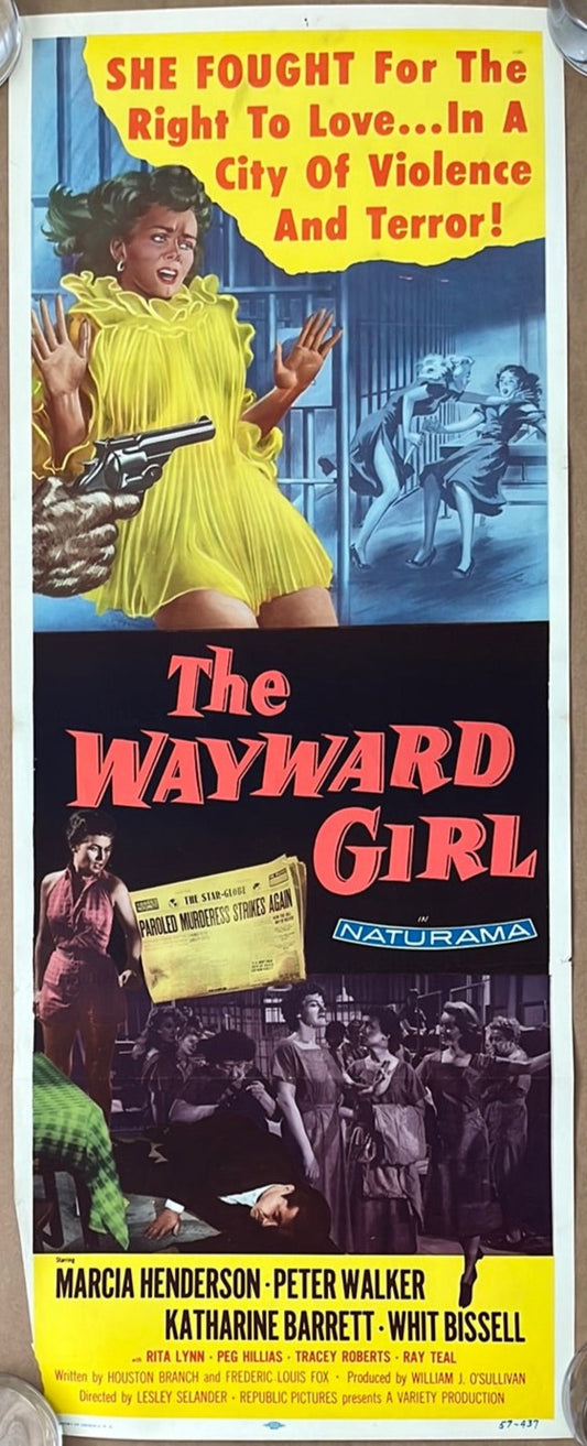 The Wayward Girl (1957) Original US Insert Cinema Poster