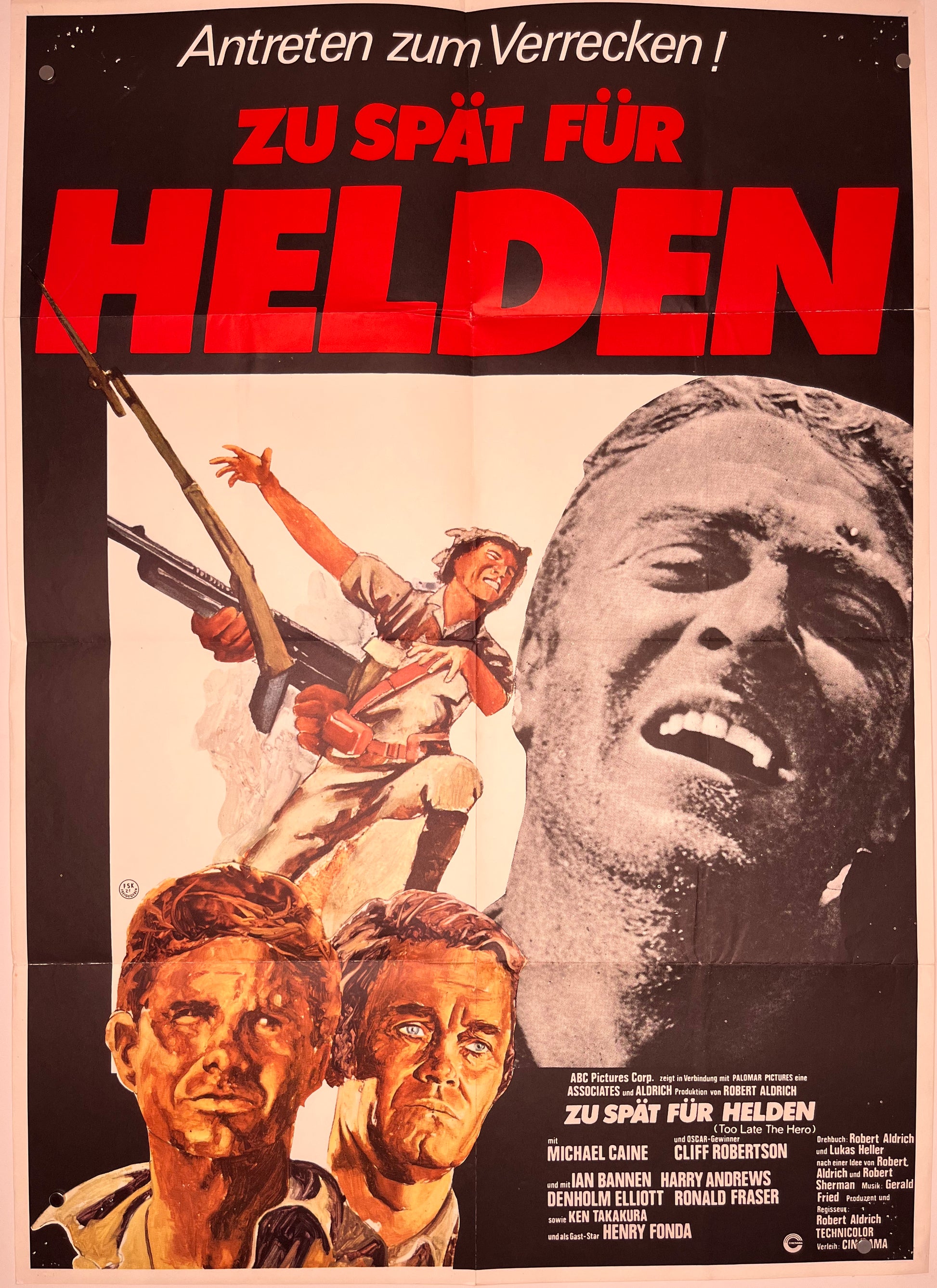 Too Late The Hero - Zu Spat Fur Helden (1970) Original German A1 Movie Poster