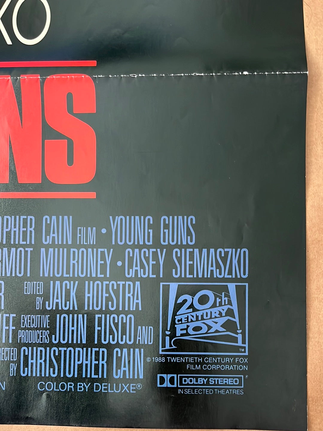 Young Guns (1988) Original US One Sheet Cinema Poster